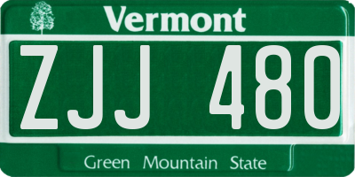 VT license plate ZJJ480