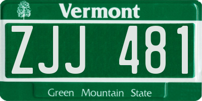 VT license plate ZJJ481