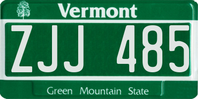 VT license plate ZJJ485
