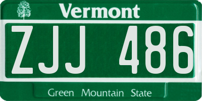 VT license plate ZJJ486