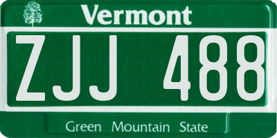VT license plate ZJJ488