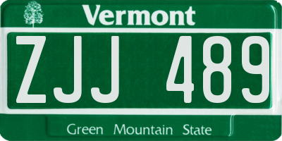 VT license plate ZJJ489
