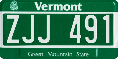 VT license plate ZJJ491