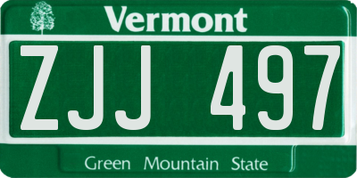 VT license plate ZJJ497