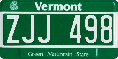 VT license plate ZJJ498