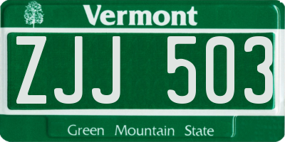 VT license plate ZJJ503