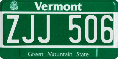 VT license plate ZJJ506