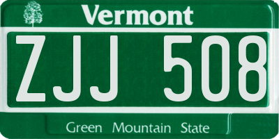 VT license plate ZJJ508