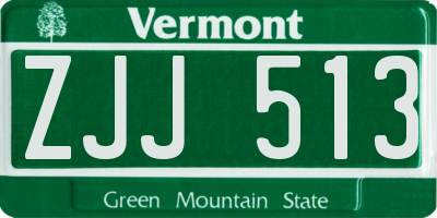 VT license plate ZJJ513