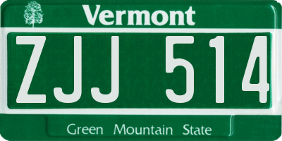VT license plate ZJJ514