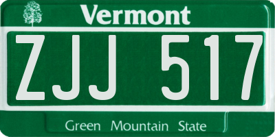 VT license plate ZJJ517