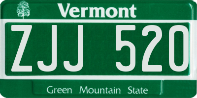 VT license plate ZJJ520