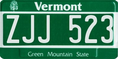 VT license plate ZJJ523