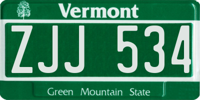 VT license plate ZJJ534
