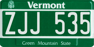 VT license plate ZJJ535