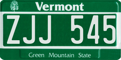VT license plate ZJJ545