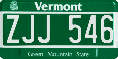 VT license plate ZJJ546