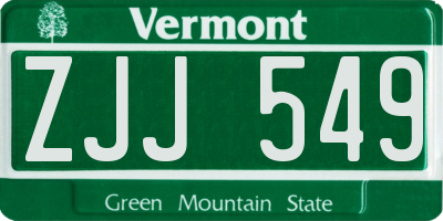 VT license plate ZJJ549