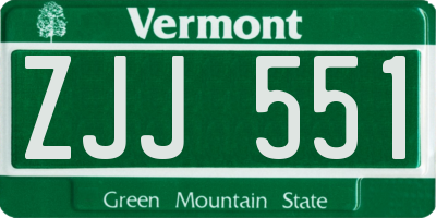 VT license plate ZJJ551