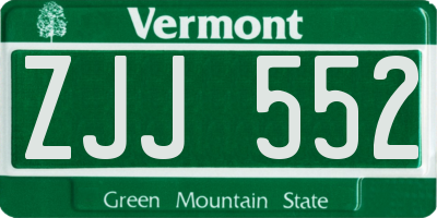 VT license plate ZJJ552