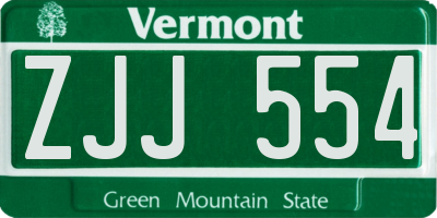 VT license plate ZJJ554