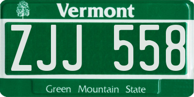 VT license plate ZJJ558