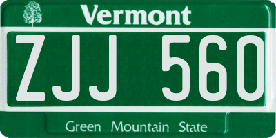 VT license plate ZJJ560