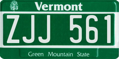 VT license plate ZJJ561