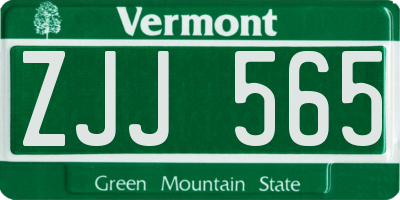 VT license plate ZJJ565