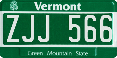 VT license plate ZJJ566