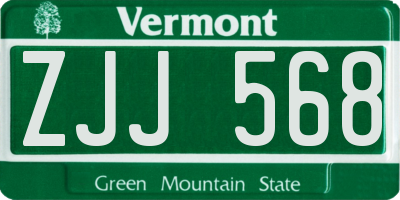 VT license plate ZJJ568