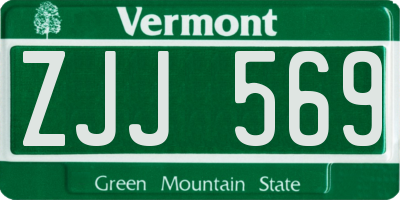 VT license plate ZJJ569