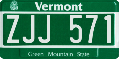 VT license plate ZJJ571