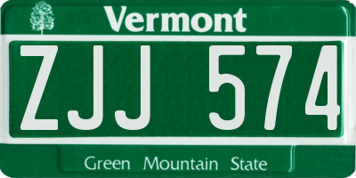 VT license plate ZJJ574