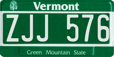 VT license plate ZJJ576