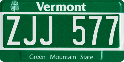 VT license plate ZJJ577