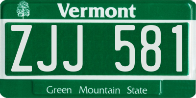 VT license plate ZJJ581
