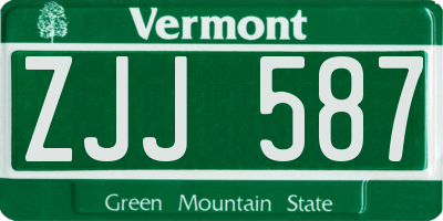 VT license plate ZJJ587