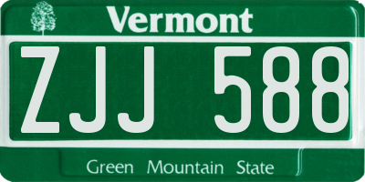VT license plate ZJJ588