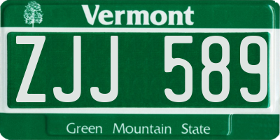 VT license plate ZJJ589