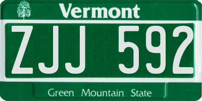 VT license plate ZJJ592