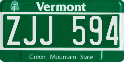 VT license plate ZJJ594