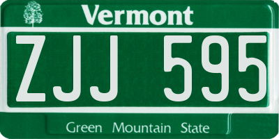 VT license plate ZJJ595