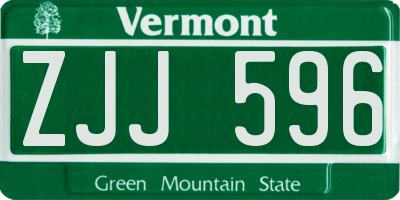 VT license plate ZJJ596