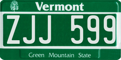 VT license plate ZJJ599