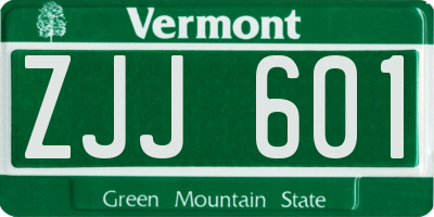VT license plate ZJJ601
