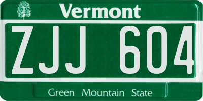 VT license plate ZJJ604
