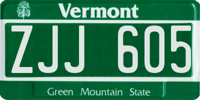 VT license plate ZJJ605
