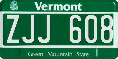 VT license plate ZJJ608