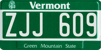VT license plate ZJJ609